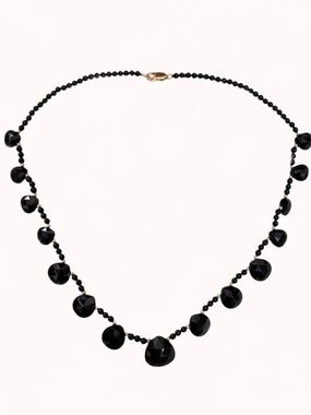 Vintage Black Faceted Bead Necklace